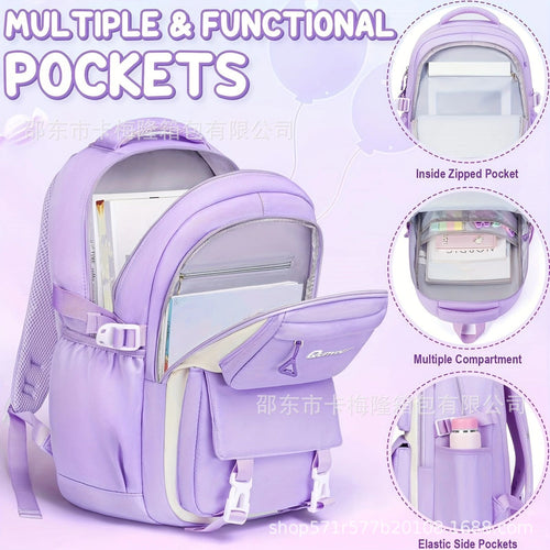 Multi-Pocket School Backpack with Pencil Case Lightweight & Stylish